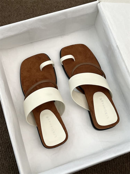 Wedge Heel Toe Loop Slide Sandals