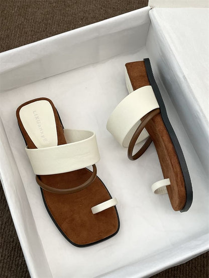 Wedge Heel Toe Loop Slide Sandals