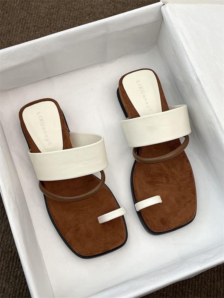 Wedge Heel Toe Loop Slide Sandals