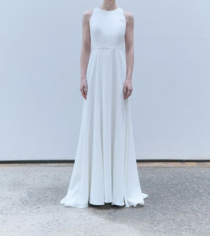 Sleeveless Round Neck A-Line Wedding Gown