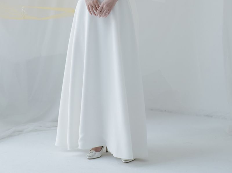 Mesh Strap A-Line Wedding Gown