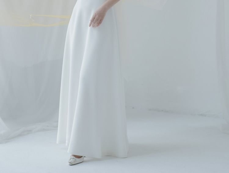 Mesh Strap A-Line Wedding Gown