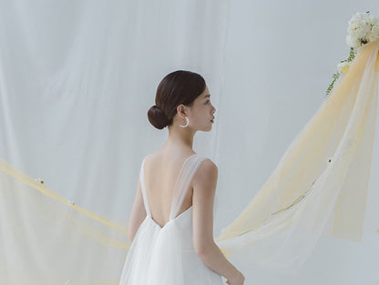 Mesh Strap A-Line Wedding Gown