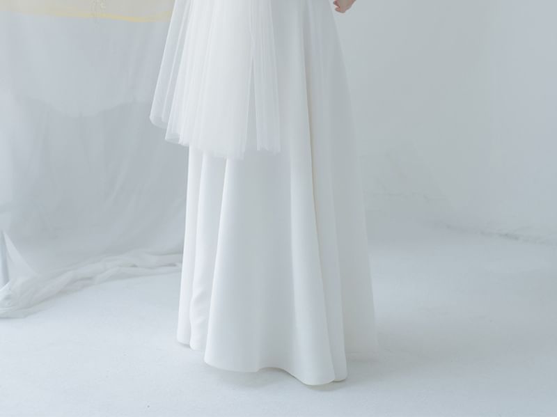 Mesh Strap A-Line Wedding Gown