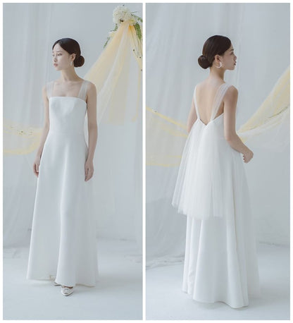 Strap Gown A-Line Wedding Mesh