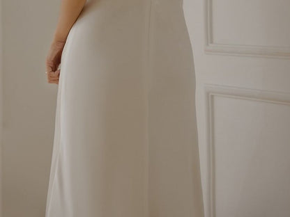 Mesh Strap Faux Pearl Mermaid Wedding Gown