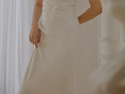 Mesh Strap Faux Pearl Mermaid Wedding Gown