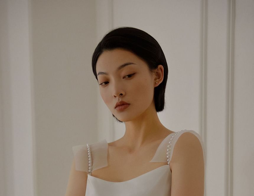 Pearl Mermaid Mesh Wedding Faux Gown Strap