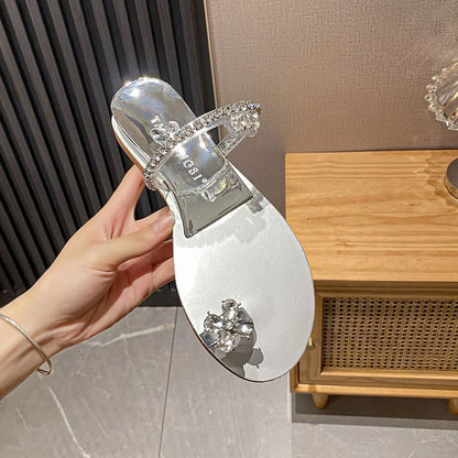 Rhinestone Toe Loop Slide Sandals
