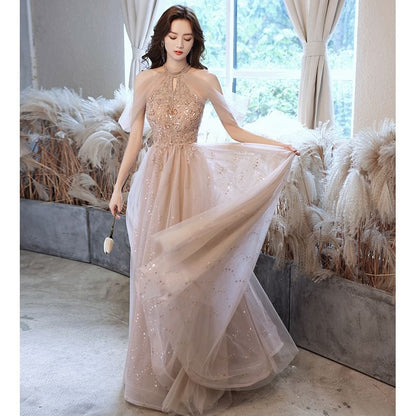 Cold-Shoulder Sequined Keyhole A-Line Evening Gown (Various Designs)