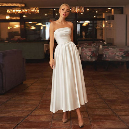 Strapless Plain A-Line Evening Gown