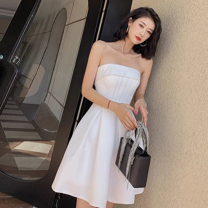 Strapless Plain A-Line Cocktail Dress