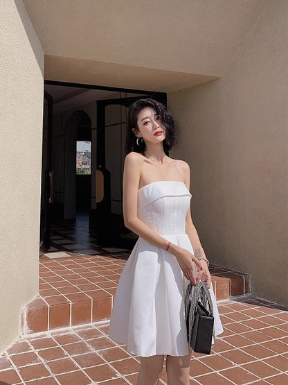 Strapless Plain A-Line Cocktail Dress