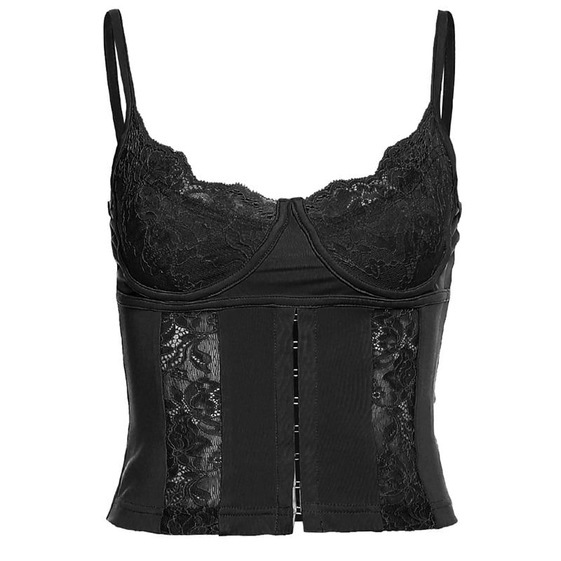 V-Neck Lace Crop Camisole Top