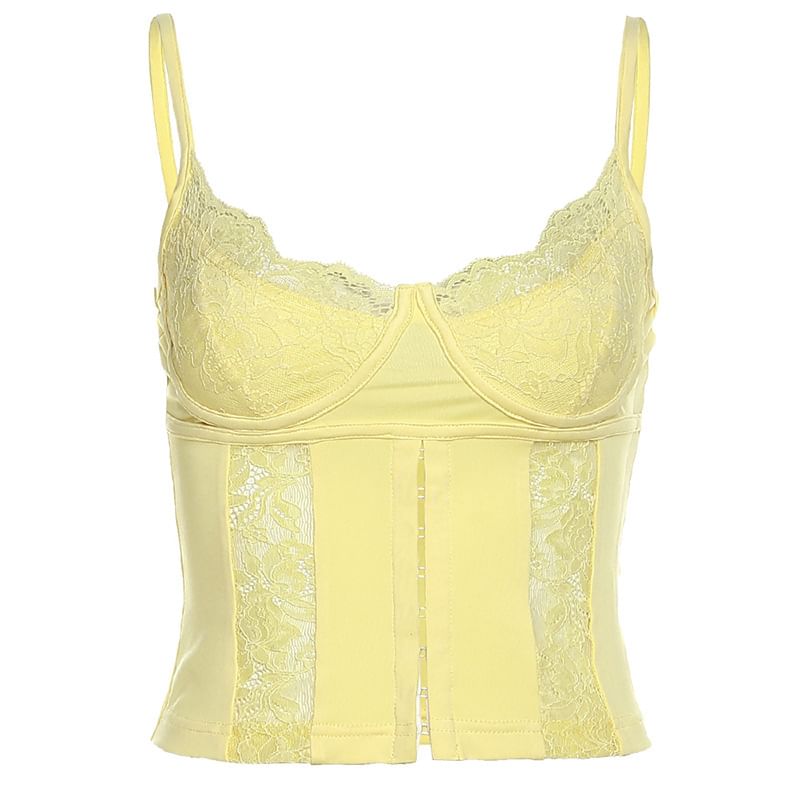 V-Neck Lace Crop Camisole Top