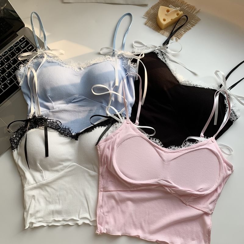 Lace-Trimmed Camisole with Spaghetti Straps