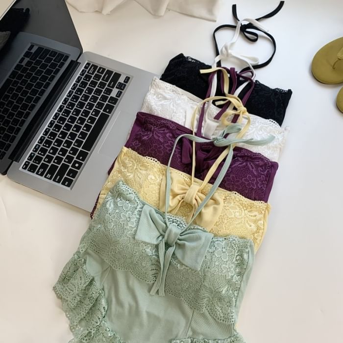 Halter Neck Lace-Trim Camisole Top