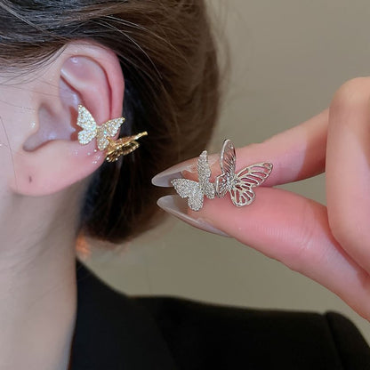 Rhinestone Butterfly Ear Cuff