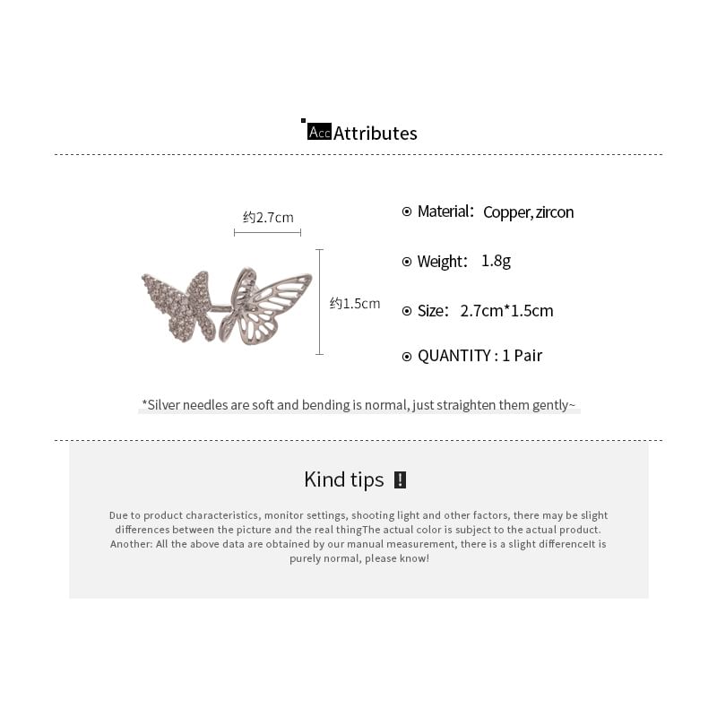 Rhinestone Butterfly Ear Cuff