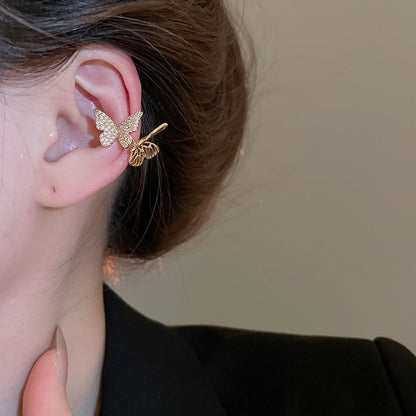 Rhinestone Butterfly Ear Cuff