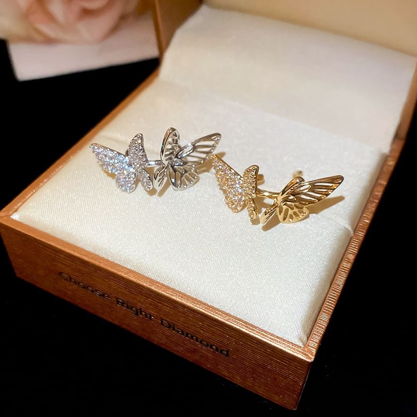 Rhinestone Butterfly Ear Cuff