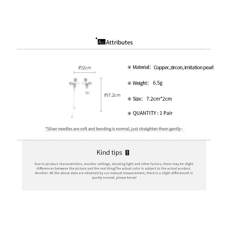 Faux Pearl Floral Dangle Earring