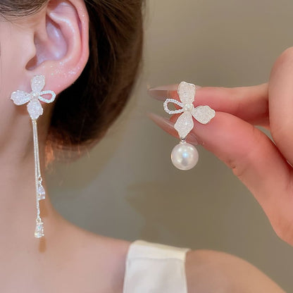 Faux Pearl Floral Dangle Earring