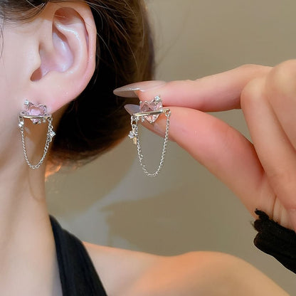 Heart Chain Stud Earring