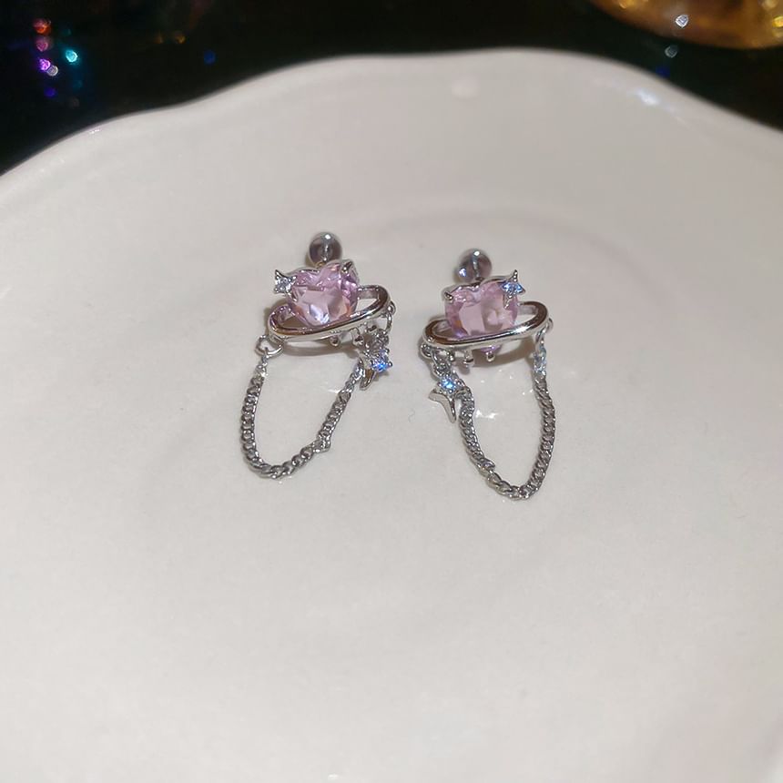 Heart Chain Stud Earring