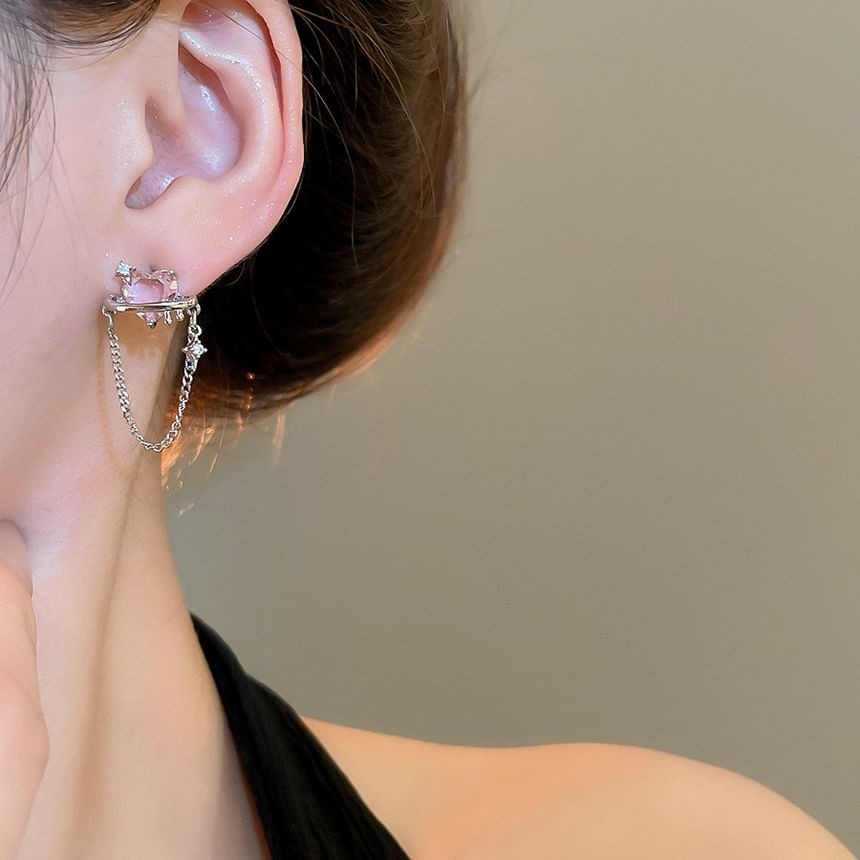 Heart Chain Stud Earring