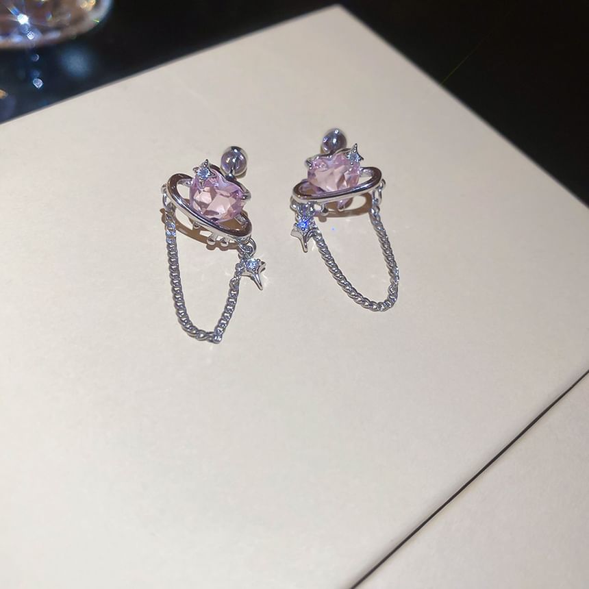 Heart Chain Stud Earring