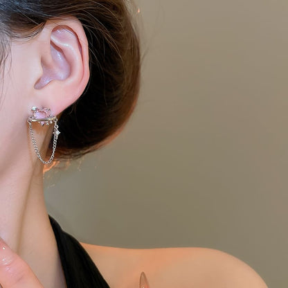 Heart Chain Stud Earring