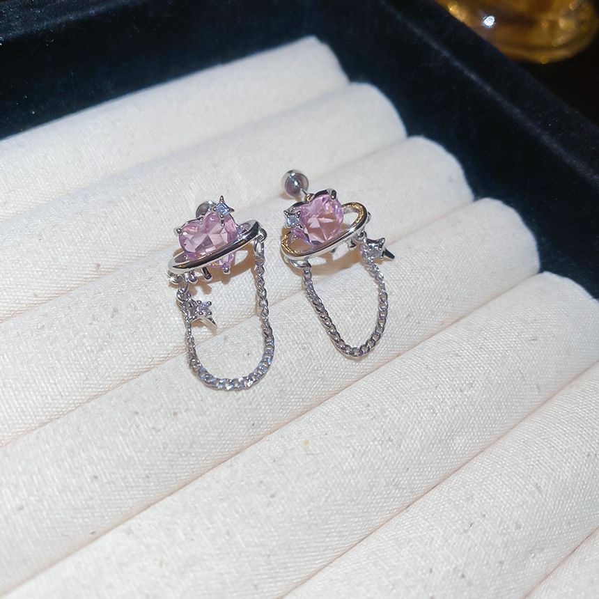 Heart Chain Stud Earring