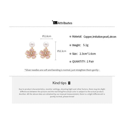Faux Pearl Floral Drop Earring