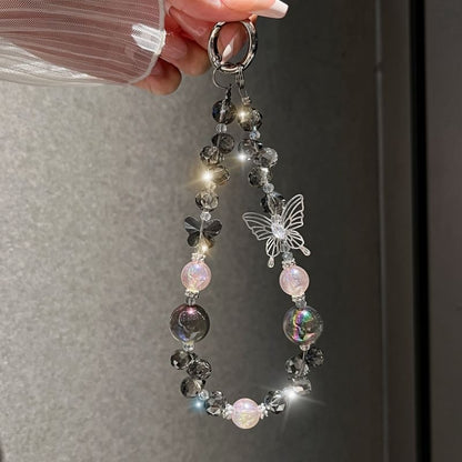 Phone Beaded Strap Faux Crystal Butterfly Wrist