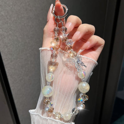 Phone Beaded Strap Faux Crystal Butterfly Wrist