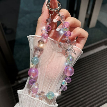 Phone Beaded Strap Faux Crystal Butterfly Wrist