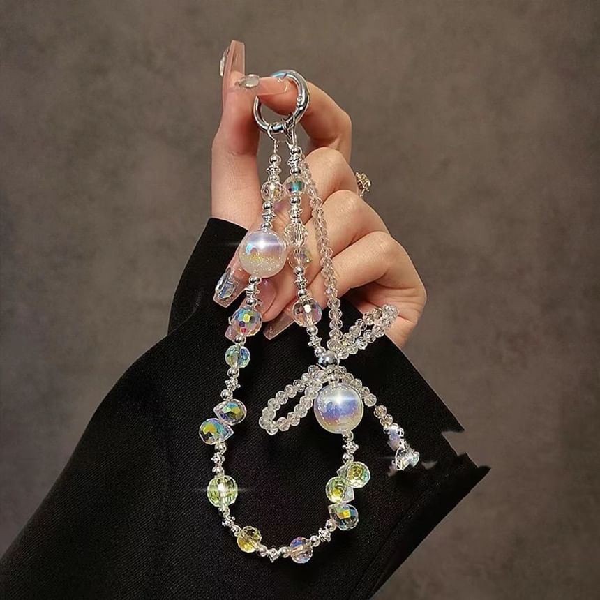 Wrist Phone Crystal Strap Faux Beaded Bow