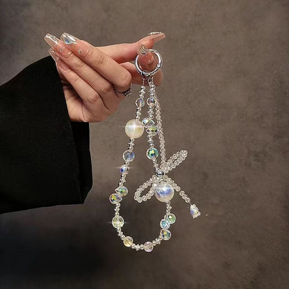 Wrist Phone Crystal Strap Faux Beaded Bow