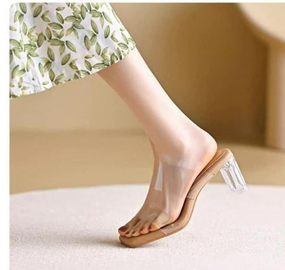 PVC Strap Chunky Heel Slide Sandals (Various Designs)