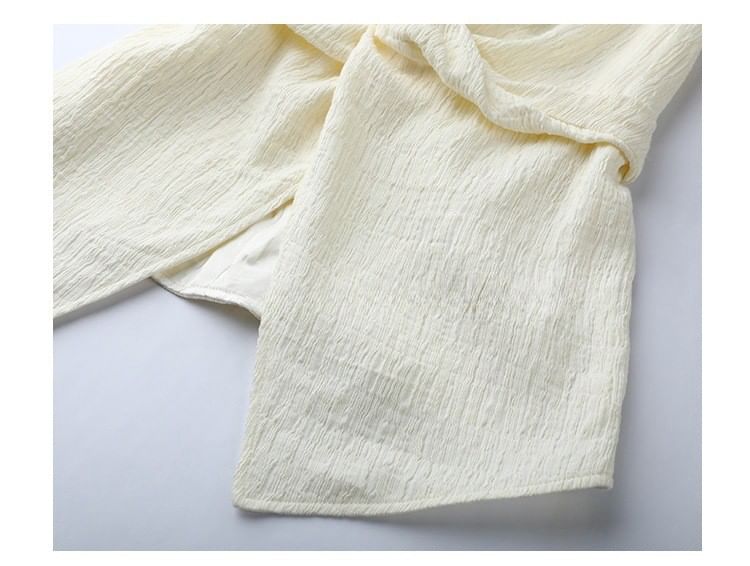 V-Neck Plain Knot Slit Tank Top / High Rise Wide Leg Pants