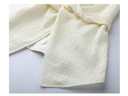 V-Neck Tank Plain Rise Pants Knot Slit Top Wide / High Leg