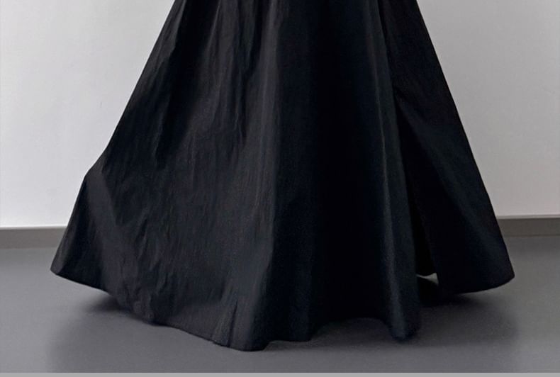 High Rise Plain Slit Maxi A-Line Skirt