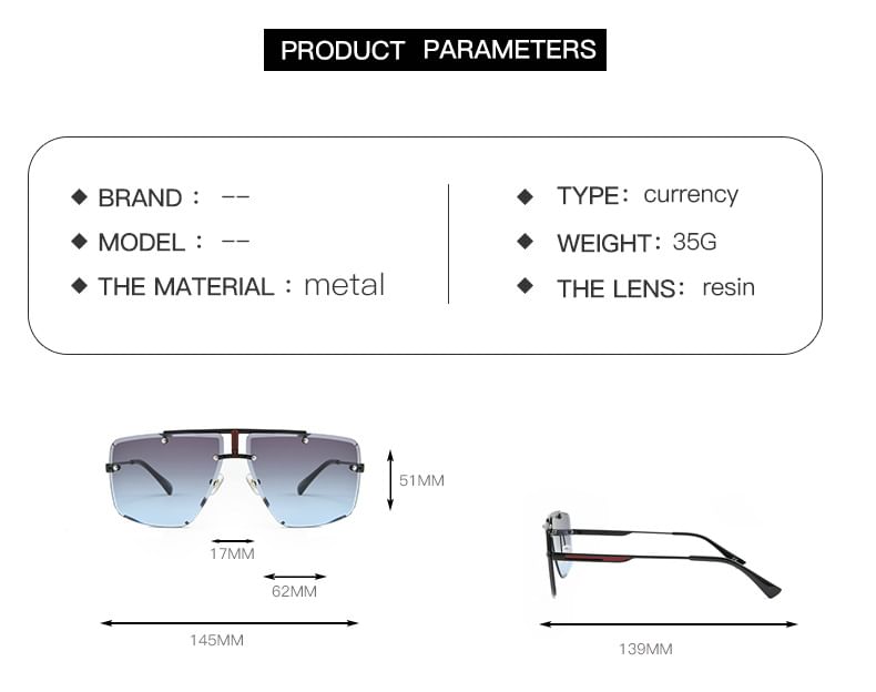 Ombre Square Frame Sunglasses