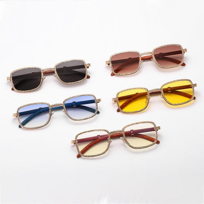 Rhinestone Square Frame Sunglasses