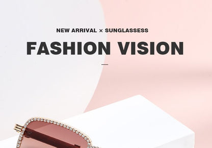 Rhinestone Square Frame Sunglasses