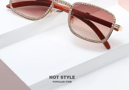 Rhinestone Square Frame Sunglasses