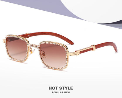 Rhinestone Square Frame Sunglasses