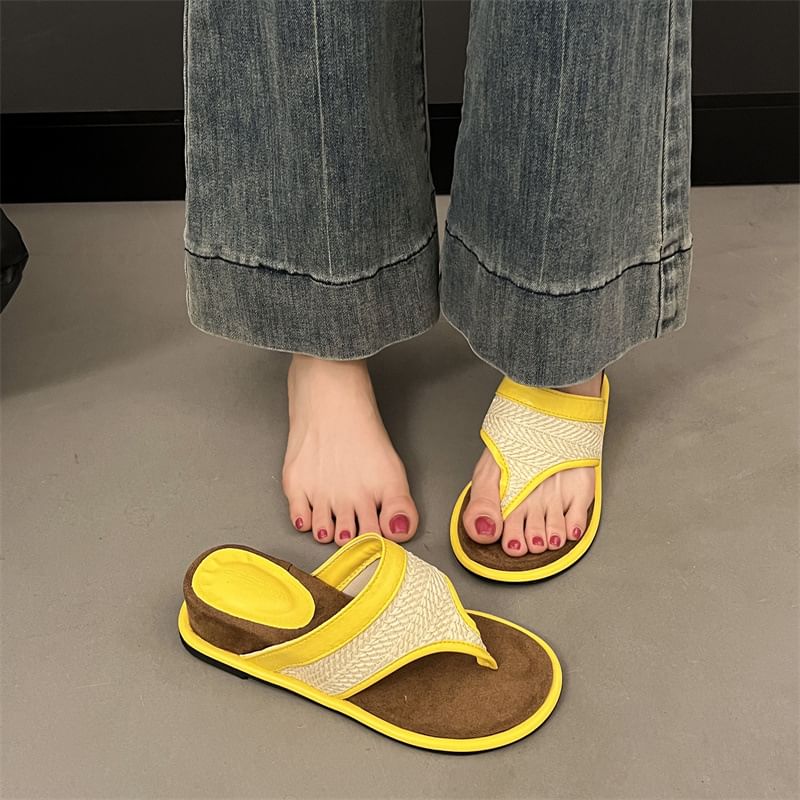 Piped Wedge Slide Sandals