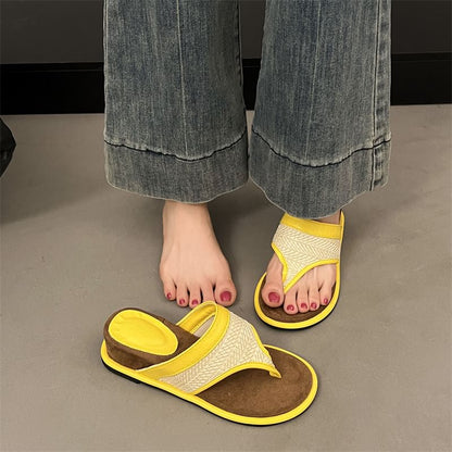 Piped Wedge Slide Sandals
